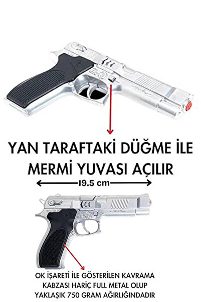 PeriYedi OYUNCAK METAL KAPSÜL TABANCASI GRİ