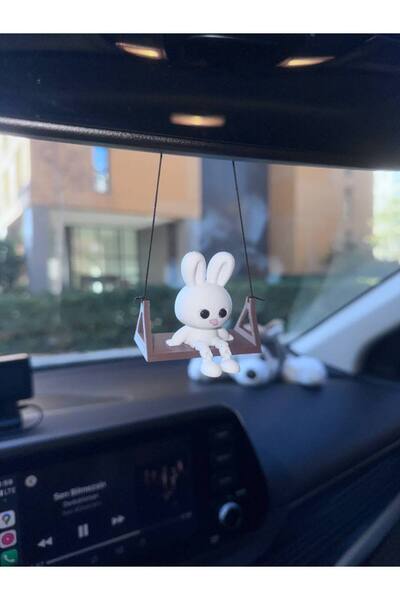 ADA 3D Ayakları Sallanan Sevimli Tavşan Salıncaklı Oto Araba Dikiz Ayna Süsü ...