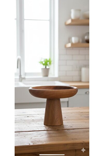 Rabo Craft Premium 100% Walnut Wood Bowl with Wooden Stand, Handcrafted