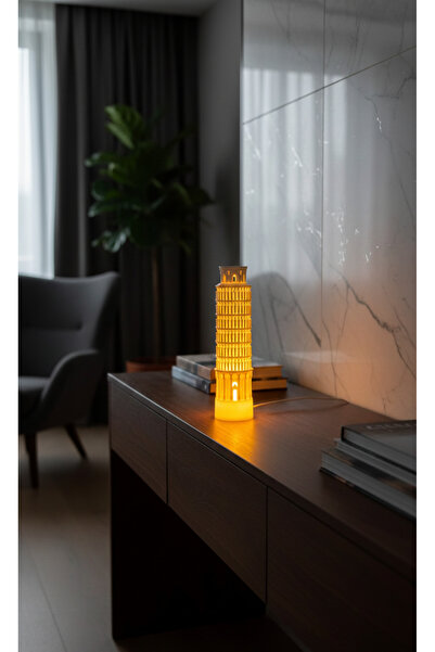 IL-HANST Mini pisa kulesi pilli ışıklı ev dekor ve masa süsü