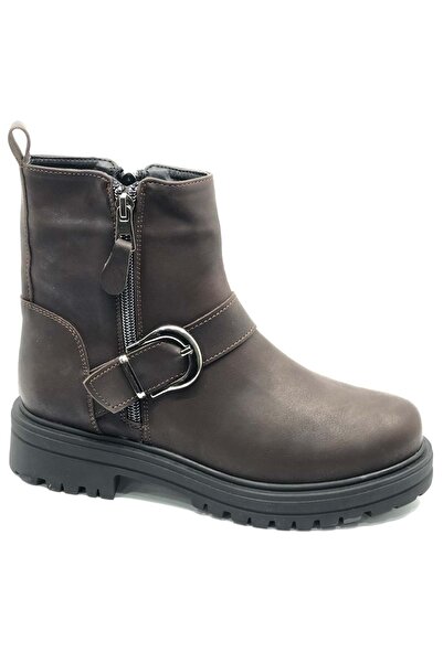 KOCAMANLAR Ayakdaş 9951 Non-Slip Flat Sole Women's Boots Brown