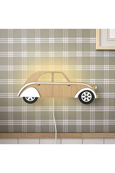 DECOMALL ( PP-33) Araba Desen Ahşap Işıklı Bebek ve Çocuk Odası Duvar Asılabi...