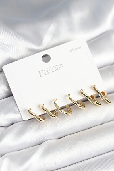 esplendor Heart Star and Hoop Patterned Studs Women's Earring Set