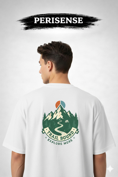 PERISENSE Unisex Hiking Printed Premium Combed Cotton Oversized T-Shirt