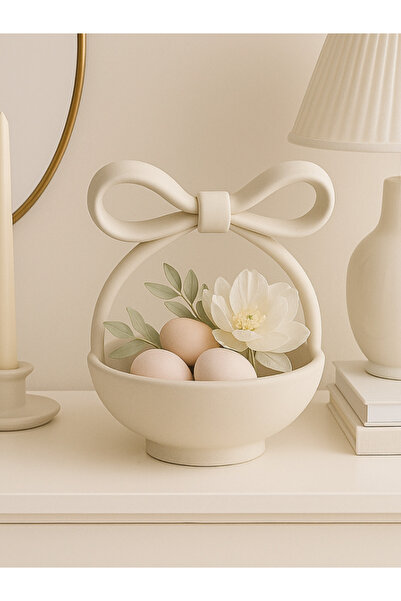 Vescarri وعاء كوكيت مزين بفيونكة صغيرة - حامل زينة وتنظيم للمجوهرات