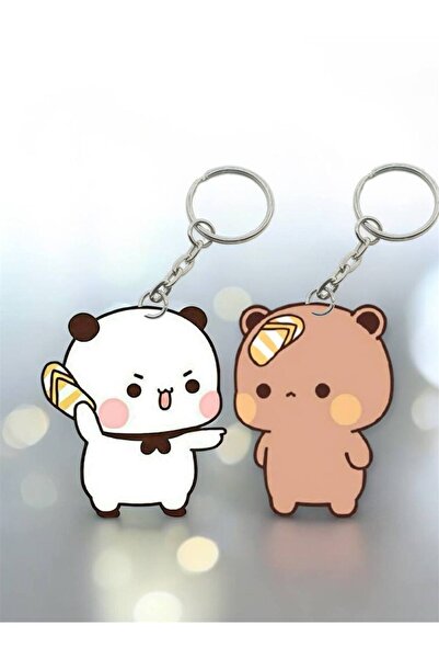 ADA 3D Dudu Bubu Panda Ayıcık Çift Anahtarlık Seti Sevgiliye Özel Hediye Çant...