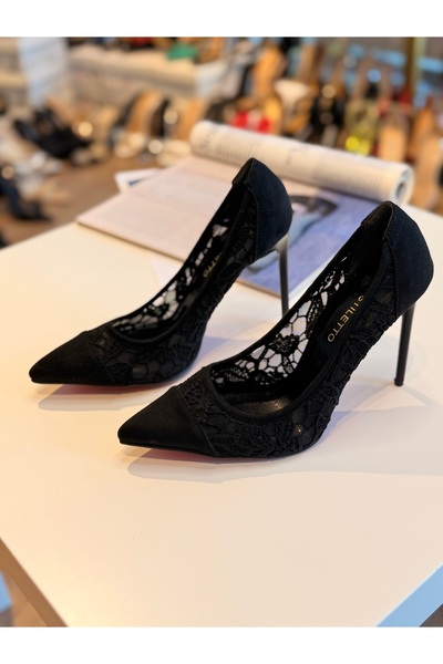 New Stiletto Store Stiletto siyah dandet 11 cm topuk