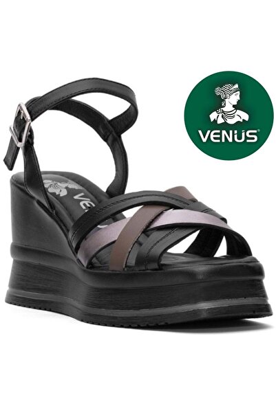 Venüs Helis Genuine Leather Comfort Orthopedic Women's Sandals Black