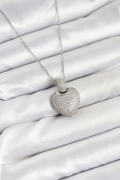 My Reality Fashion قلادة نسائية من الفولاذ 316L مع حجر الزركون الفضي اللون عل...