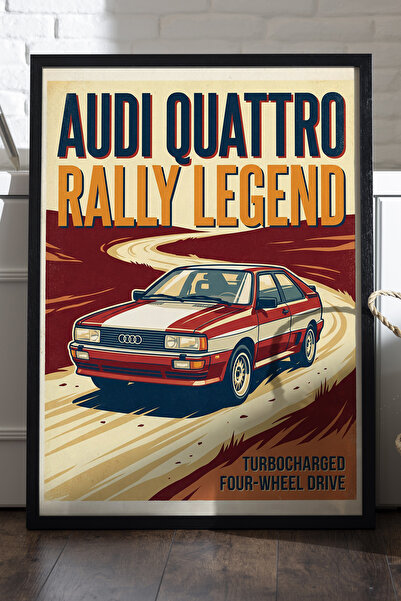 Duvarda Audi Quattro crni poster sa drvenim okvirom, dekorativna zidna slika ...