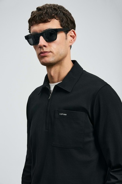 Lufian 112040043 Lucas Smart Polo T-Shirt Men's Sweatshirt Black
