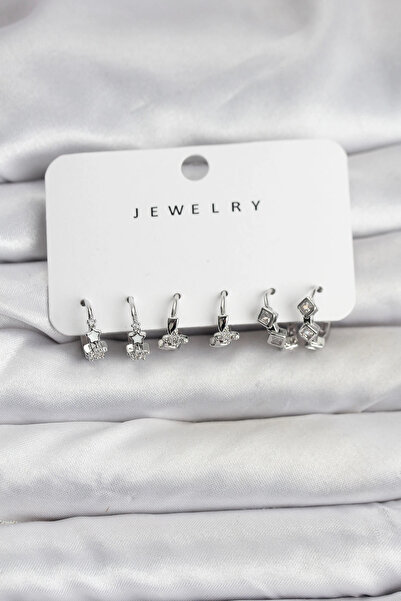 lowell home طقم أقراط نسائية من النحاس الفضي على شكل نجمة