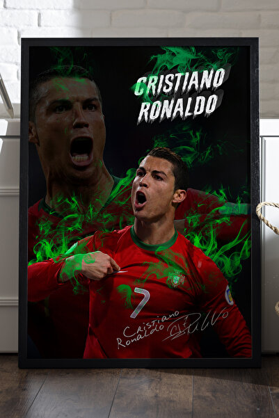 Duvarda Poster cu ramă din lemn negru Cristiano Ronaldo, pictură decorativă d...