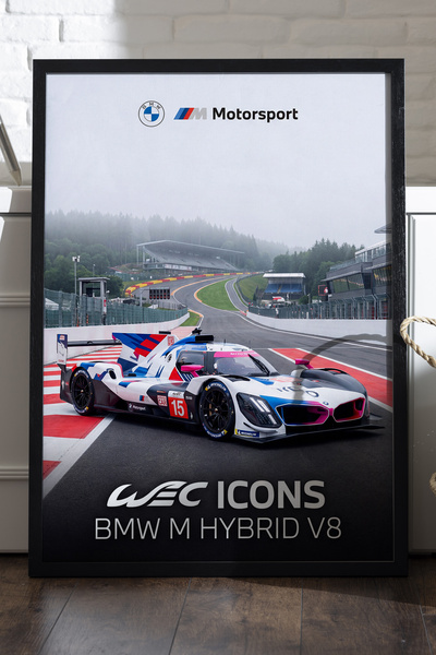 Duvarda BMW M hibridni crni poster sa drvenim okvirom, dekorativna zidna slik...