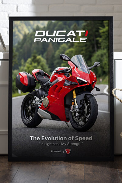 Duvarda Αφίσα Ducati Panigale με μαύρο ξύλινο πλαίσιο, διακοσμητικός πίνακας ...