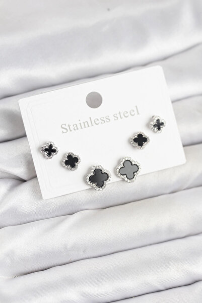 esplendor يونكا منقوش زيركون مرصّع بالأحجار طقم أقراط نسائية من الفولاذ المقا...