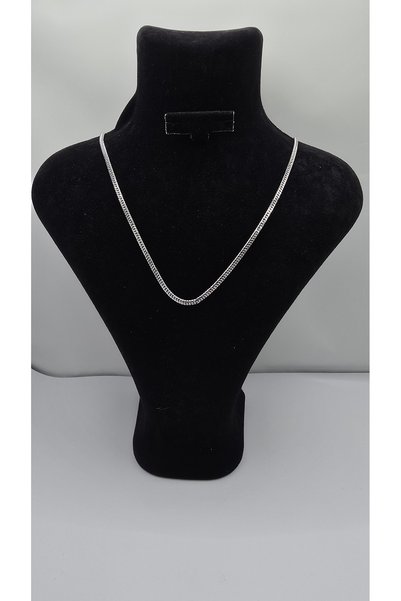 ahsenaksesuar2025 Stainless Steel Silver Color Crushed Chain Model Necklace