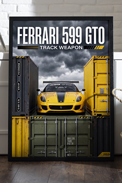 Duvarda Poster cu ramă din lemn negru Ferrari 599 GTO, pictură decorativă de ...