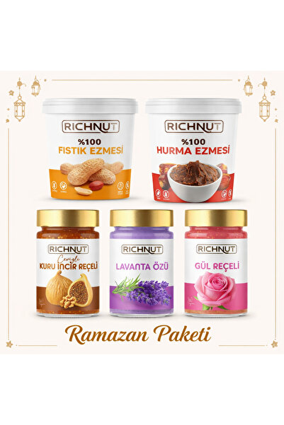 RİCHNUT Ramazan Paketi ( 1 Kg Fıstık Ezmesi, 1 Kg Hurma Ezmesi, Lavanta Özü, ...