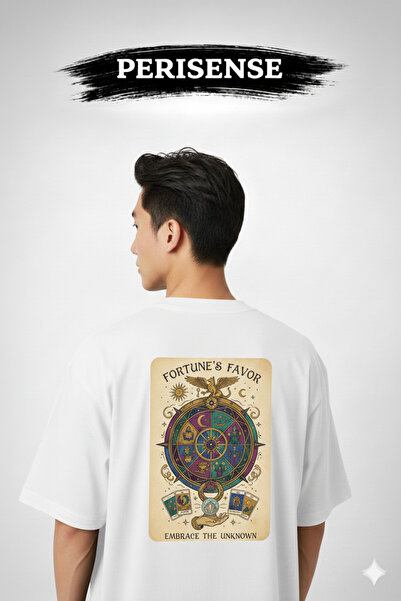 PERISENSE Tricou oversize unisex din bumbac pieptănat premium, imprimat cu că...