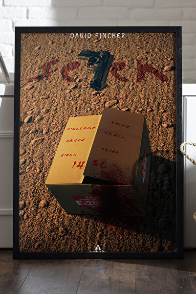 Duvarda Αφίσα με επτά μαύρα ξύλινα πλαίσια, διακοσμητική ζωγραφική τοίχου με ...