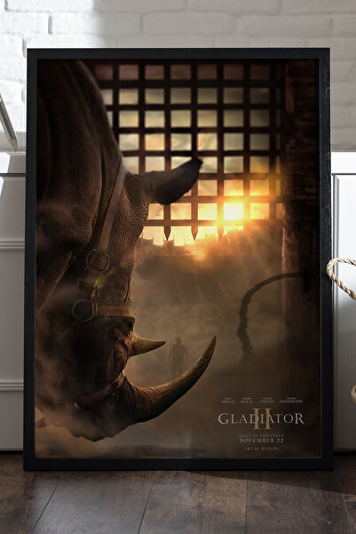 Duvarda Poster Gladiator cu ramă din lemn negru, pictură decorativă de perete...