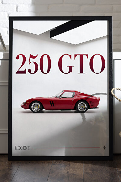 Duvarda Αφίσα Ferrari 250 GTO με μαύρο ξύλινο πλαίσιο, διακοσμητικός πίνακας ...