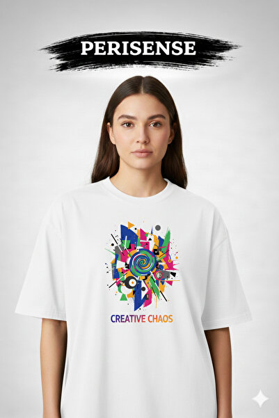 PERISENSE Unisex Abstract Art Printed Premium Combed Cotton Oversized T-Shirt