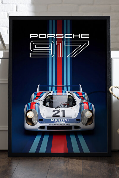Duvarda Poster Porsche 917 cu ramă din lemn negru, pictură decorativă de pere...