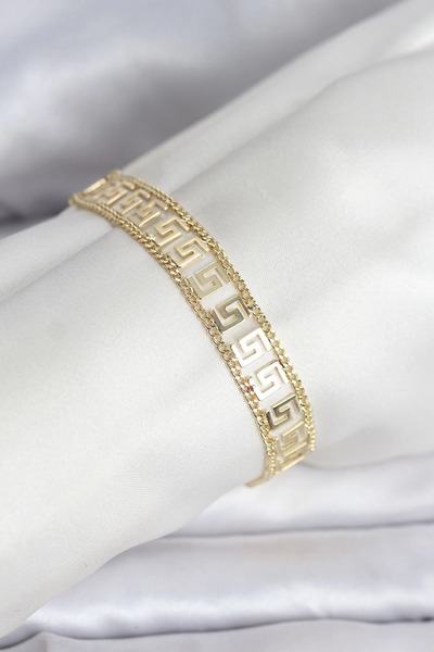 Najmaddin سوار نسائي من الفولاذ 316L بلون ذهبي على شكل متاهة