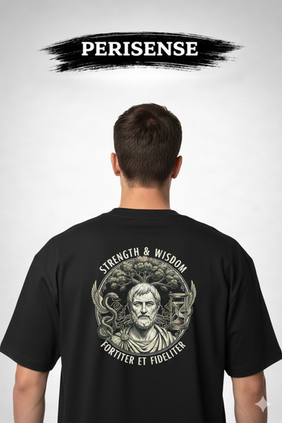 PERISENSE Μπλουζάκι Unisex με στάμπα Στοικικής Φιλοσοφίας, από χτενισμένο βαμ...