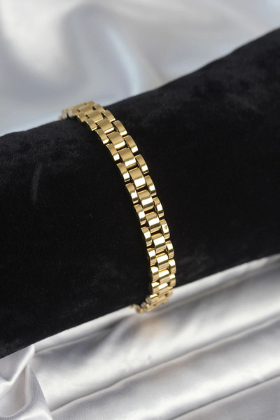 My Reality Fashion سوار رجالي من الفولاذ 316L بلون ذهبي وسمك 7 مم