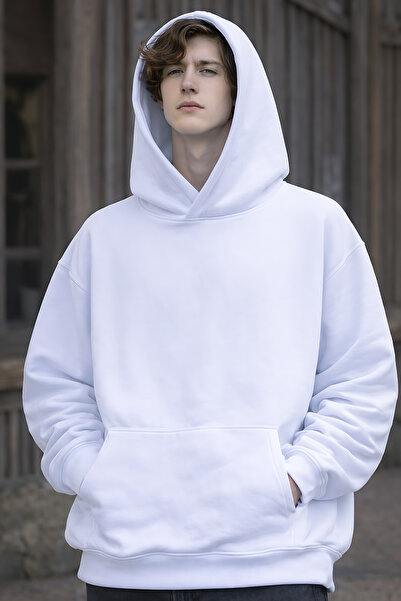 ArtYus 3 Yarn Combed Cotton Solid Color Basic Unisex Ka Hooded Weatshirt