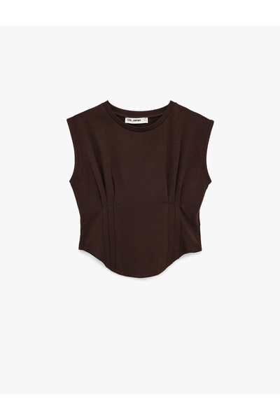 Koton guler rotund Tricou fără mâneci din bumbac cu detaliu corset