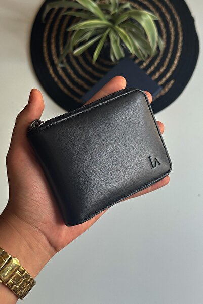 Store محفظة رجالية من الجلد الطبيعي بسحاب وحماية من تقنية RFID من لانسي