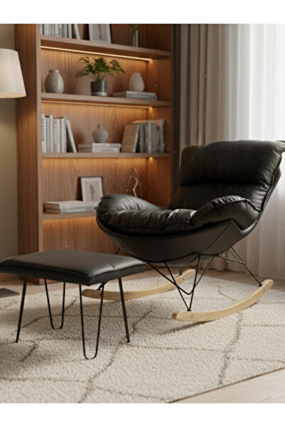 BEC5 Modern rocking chair with footrest – ergonomically designed and upholste...