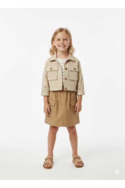 nk kids Girl's Skirt with Pockets Woven Fabric Dress Button Closure Gabardine...