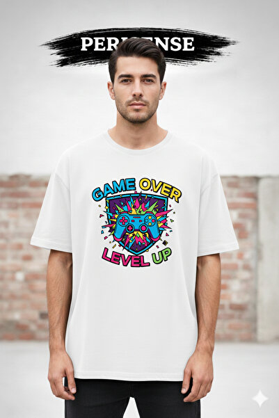 PERISENSE Unisex Gaming Printed Premium Combed Cotton Oversized T-Shirt