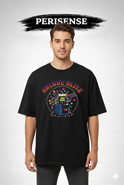 YRN COLLECTION تي شيرت للجنسين ريترو جيمنج مطبوع من القطن الممشط الفاخر قصة ف...