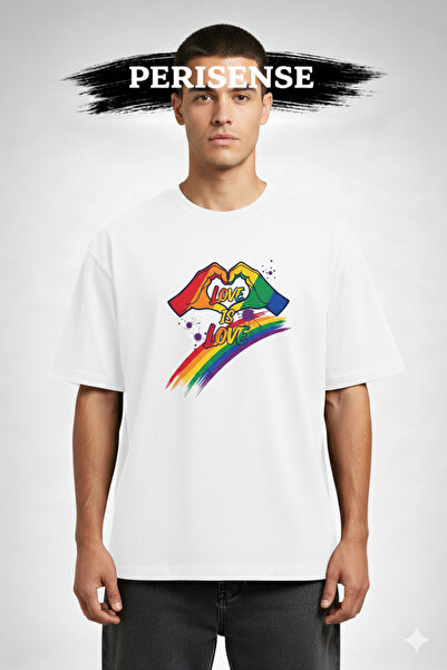 PERISENSE Tricou oversize unisex din bumbac pieptănat premium, cu imprimeu LG...