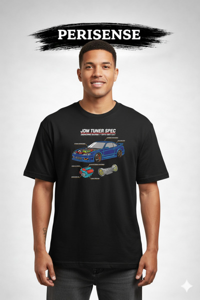 PERISENSE Unisex Jdm Sports Car Blueprint Technical Drawing Printed Premium C...