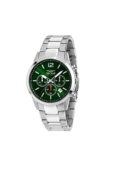 Sector Watch 660 R3273617003, Chronograph, silver stainless steel, green dial...