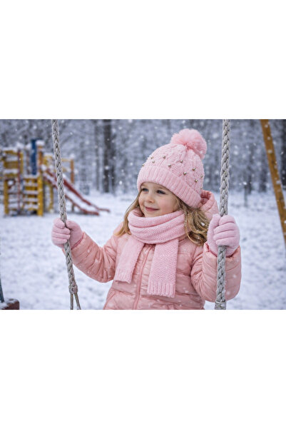 Monkabox 8-12 Years Old Pearl Hat with Fleece Inside Girl Children's Scarf Be...