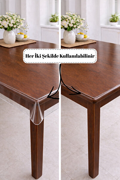 Soft Kare Şeffaf Masa Örtüsü PVC Masa Koruyucu – Silinebilir Kaymaz – Leke ve Çizik Önleyici – Tüm Ölçüler