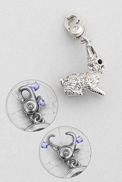 So CHIC... Sevimli Tavşan 18 Ayar Beyaz Altın Kaplama Gümüş Charm