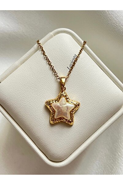 Lavienta قلادة نجمة ذهبية من الفولاذ