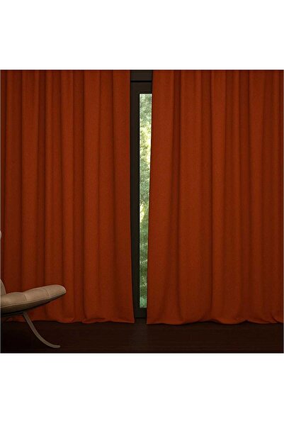 Vİ HOME Kiremit Blackout Karartma Perde en x boy - Pilesiz Düz Dikim Hazır Pe...