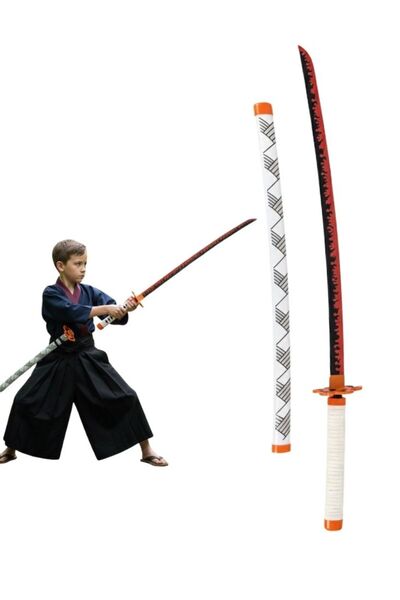 Premium لعبة سيف كاتان خشبي للأطفال على طراز الساموراي مع زي أسود، شفرة خشبية...