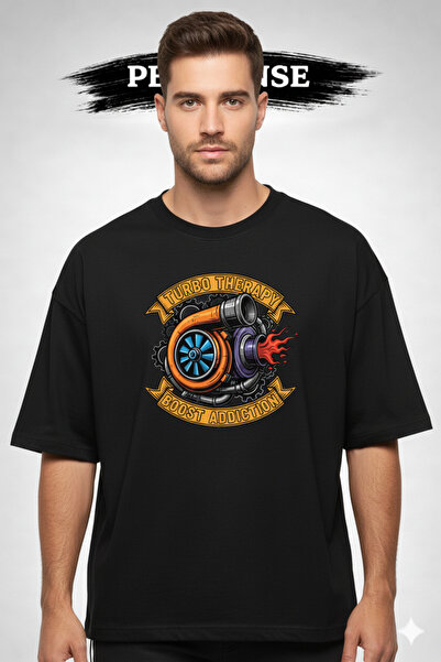 PERISENSE Unisex Turbo Therapy Printed Premium Combed Cotton Oversized T-Shirt