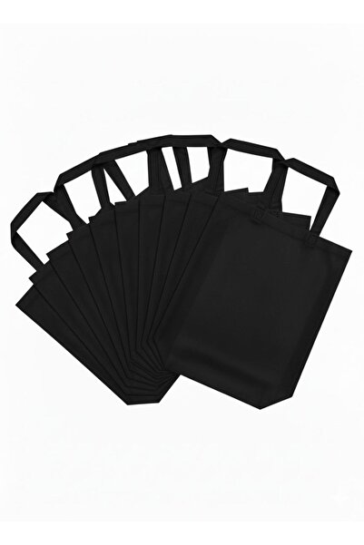 REX Polyester shopping bag set with handles (12 pieces) - Size 30x45 cm - Bla...